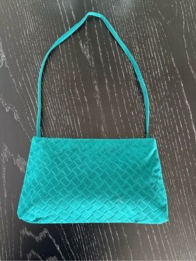 Vintage Reva Teal Ultrasuede Shoulder Handbag